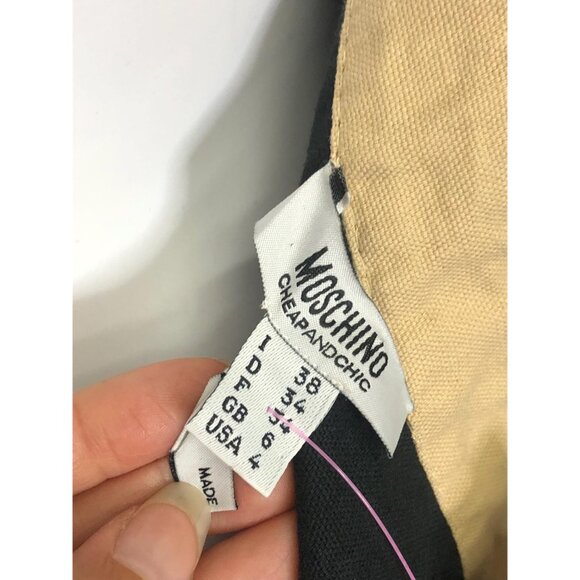 Y2K MOSCHINO CHEAP and CHIC. Sleeveless Halter Top Cotton Linen Blend Black & Be - Picture 9 of 10